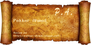 Pekker Ahmed névjegykártya